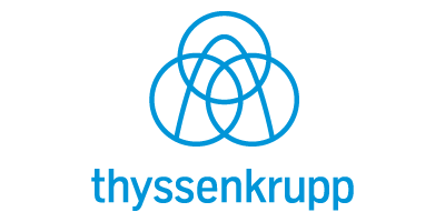 Thyssenkrupp-Logo, das ein modernes Design mit blauen Farben zeigt und die MarkenidentitÃ¤t des Unternehmens reprÃ¤sentiert