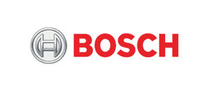 Bosch-Logo mit roten und weiÃŸen Buchstaben auf einfarbigem Hintergrund.