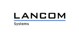 Das Logo von Lancom Systems, das mit seinen eleganten Buchstaben und seinem modernen Stil die Essenz der Marke symbolisiert.