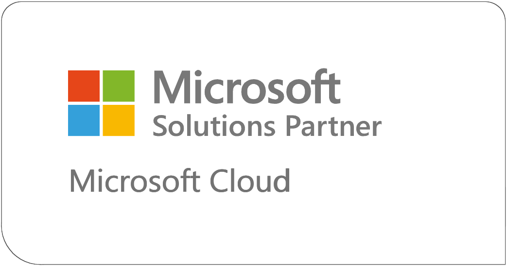 Microsoft Solutions Partner-Logo mit einem Cloud-Symbol, das fÃ¼r Zusammenarbeit und Cloud-Dienste steht.